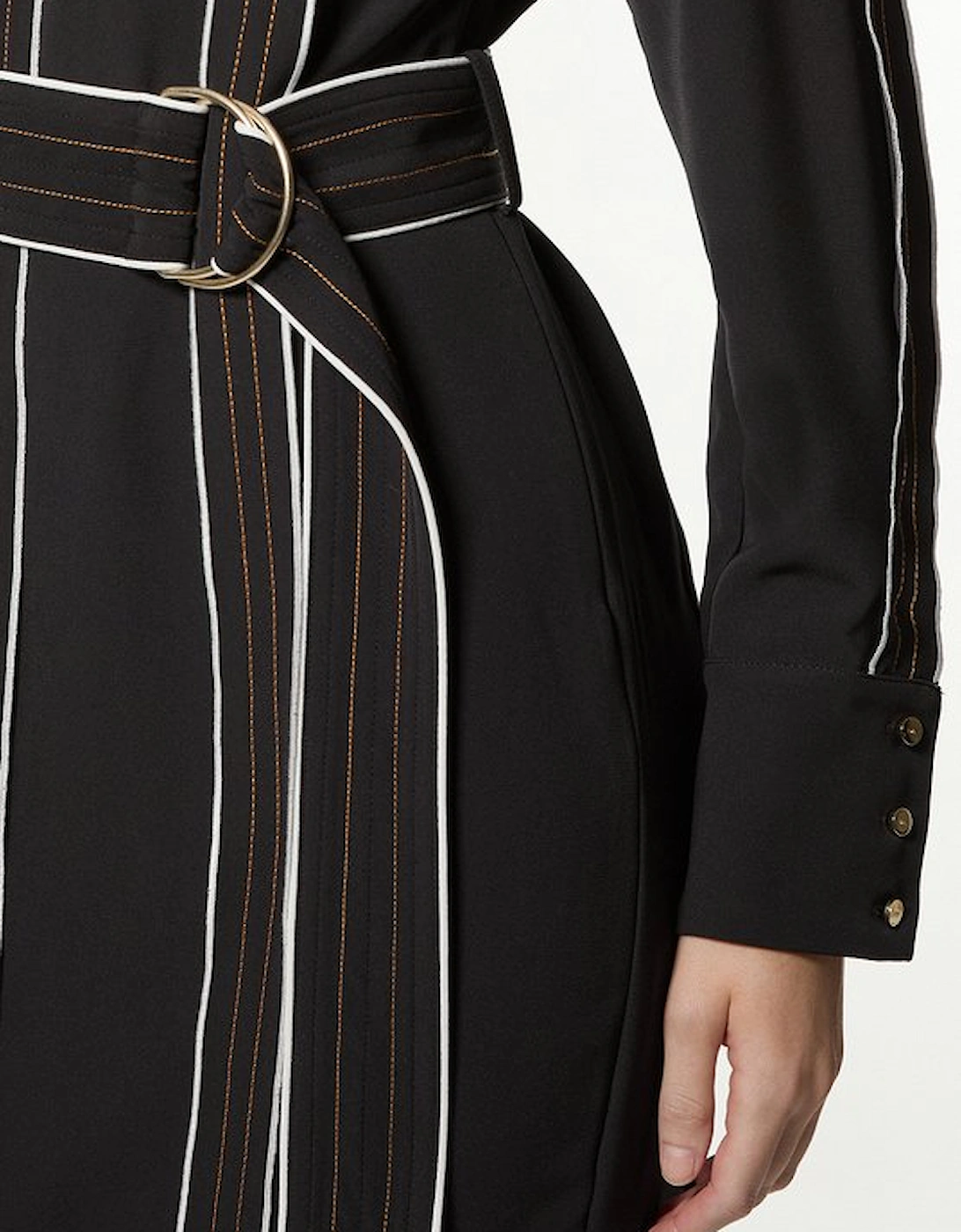 Soft Tailored Contrast Tipped Belted Midaxi Dress