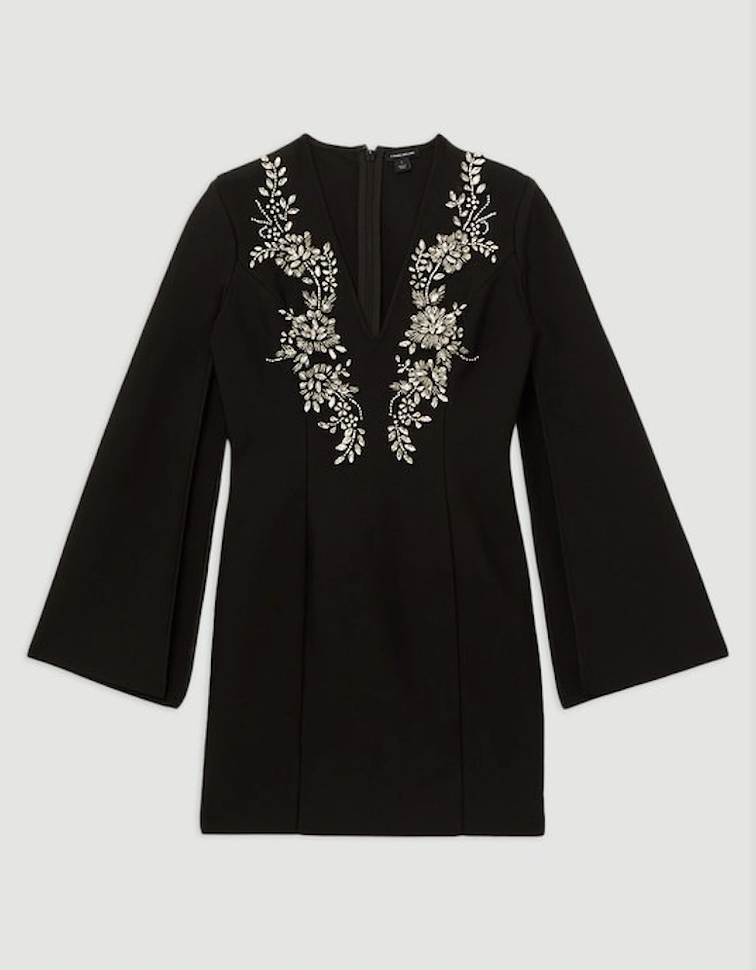 Plus Size Bandage Form Fitting Cape Sleeve Embellished Mini Dress