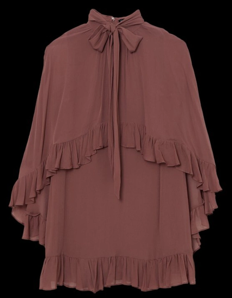Tall Viscose Georgette Cape Woven Mini Dress