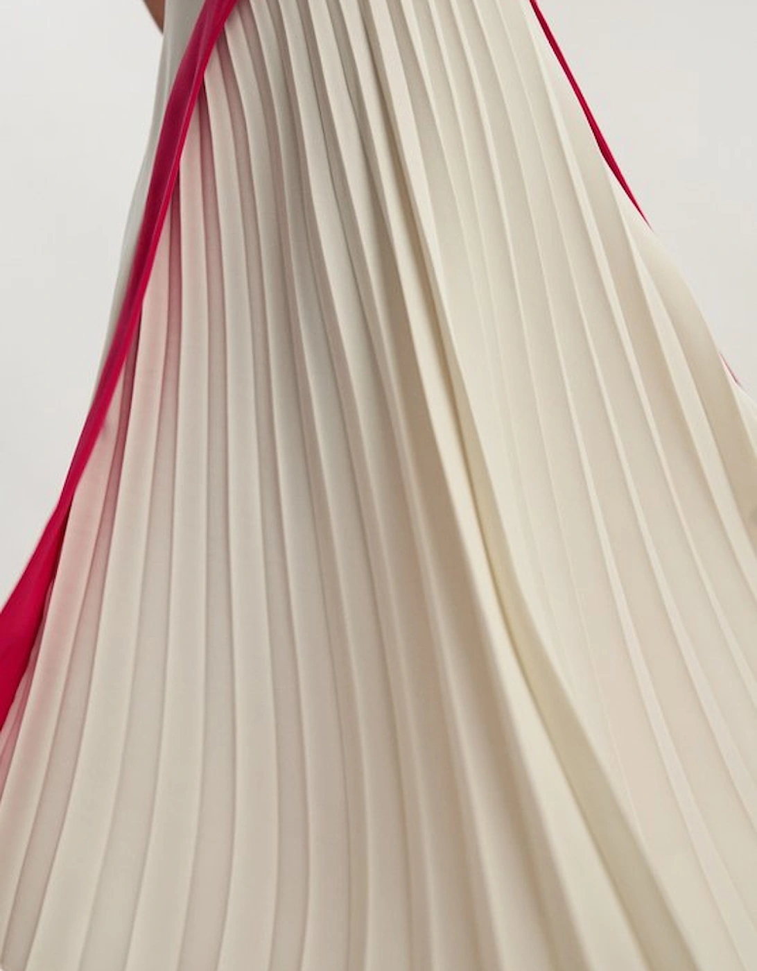 Fluid Tailored Colourblock High Neck Pleated Midi Dress