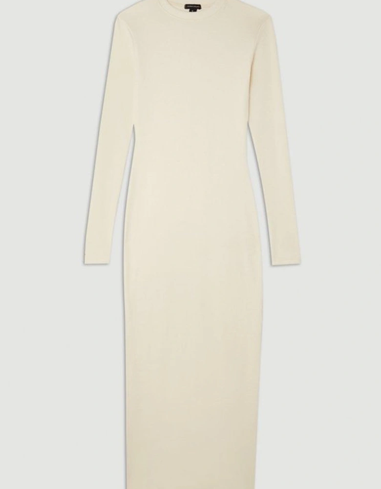 Compact Jersey Ribbed Midi Dress
