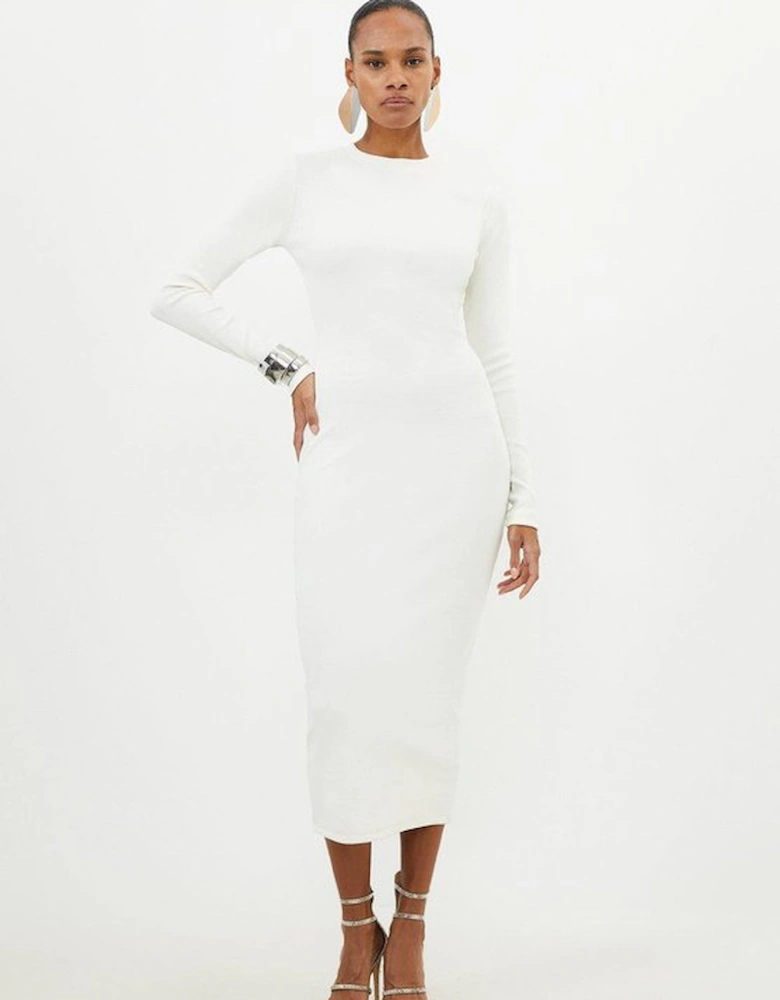 Compact Jersey Ribbed Midi Dress