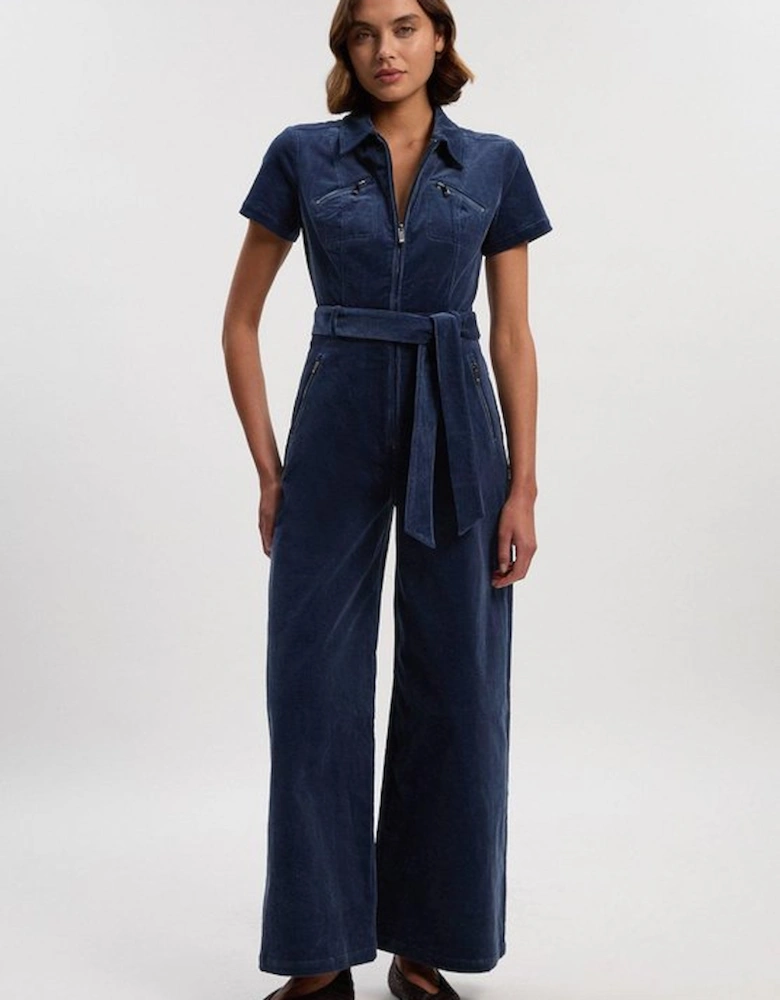 Stretch Cord Wide Leg Jumpsuit