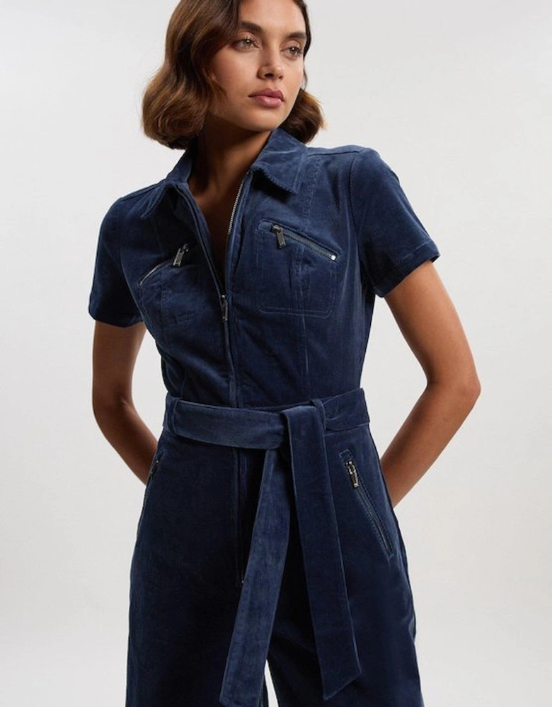 Stretch Cord Wide Leg Jumpsuit