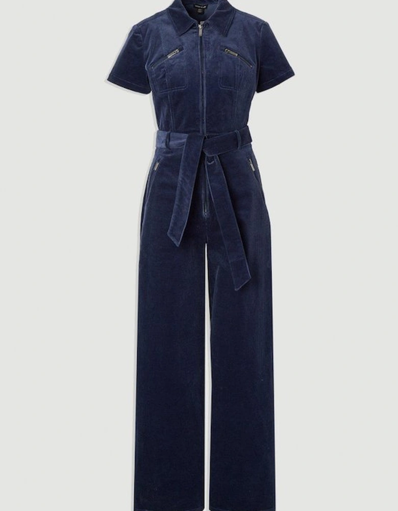 Stretch Cord Wide Leg Jumpsuit