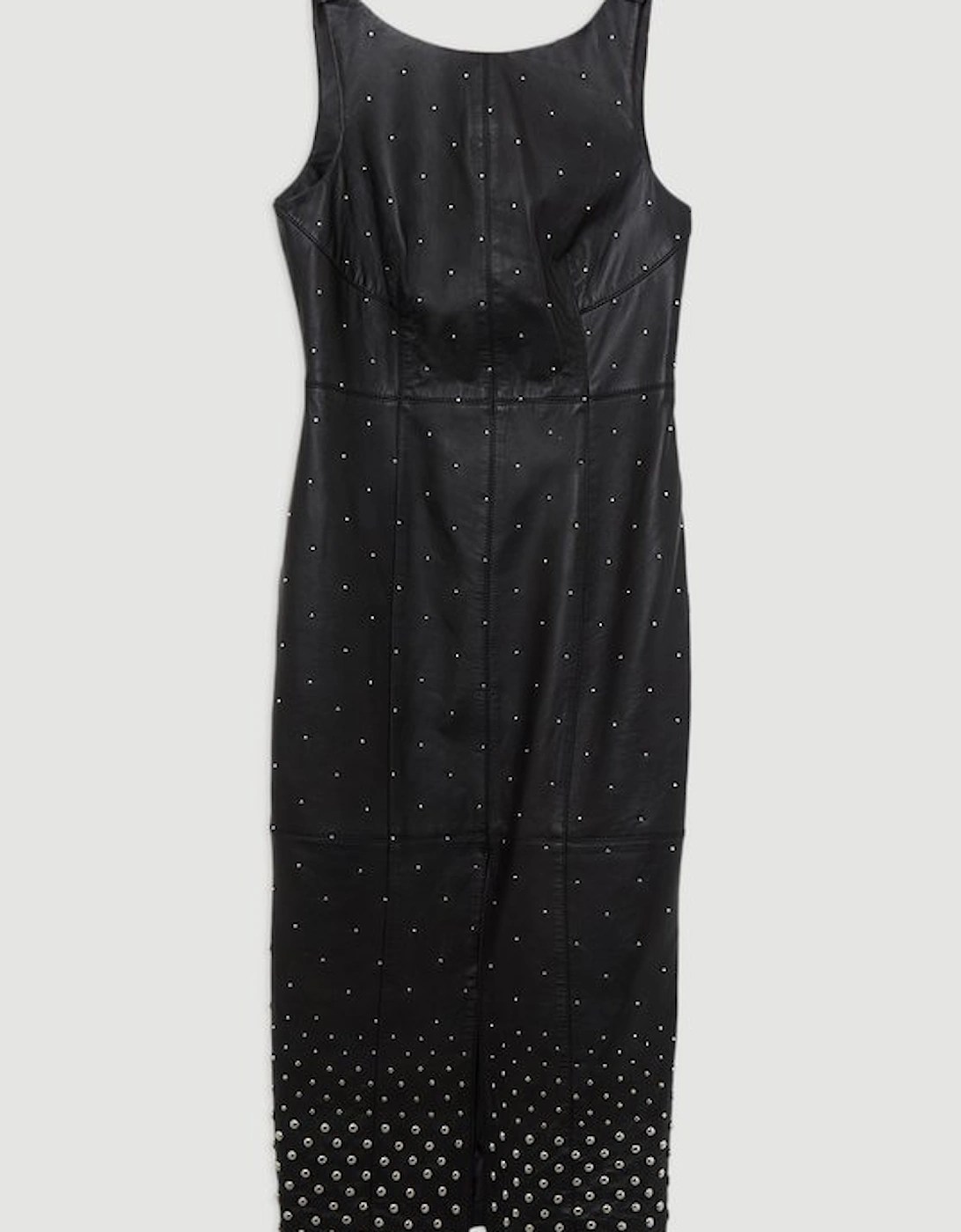 Studded Leather Pencil Dress