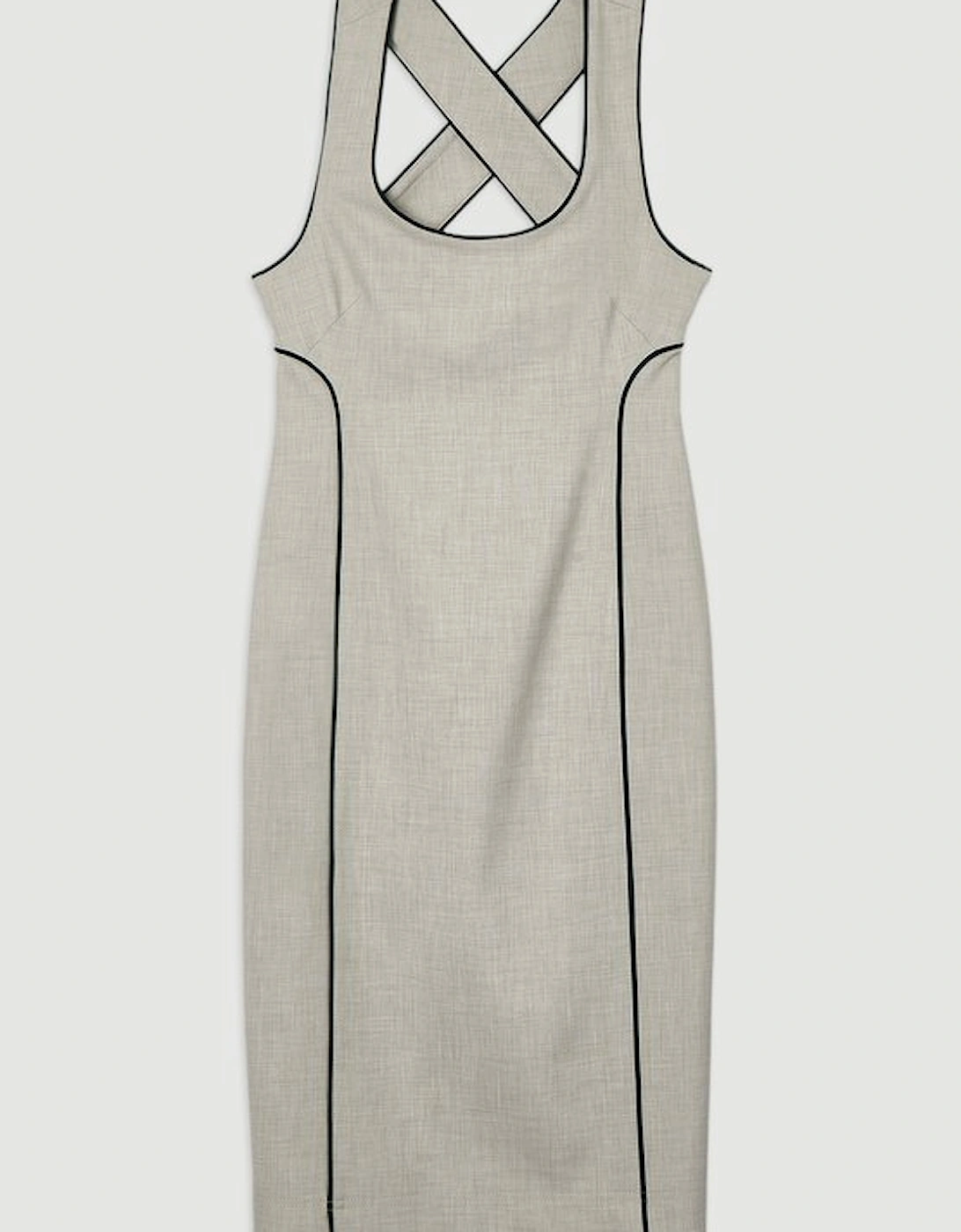 Tailored Marl Contrast Tipped Pencil Midi Dress
