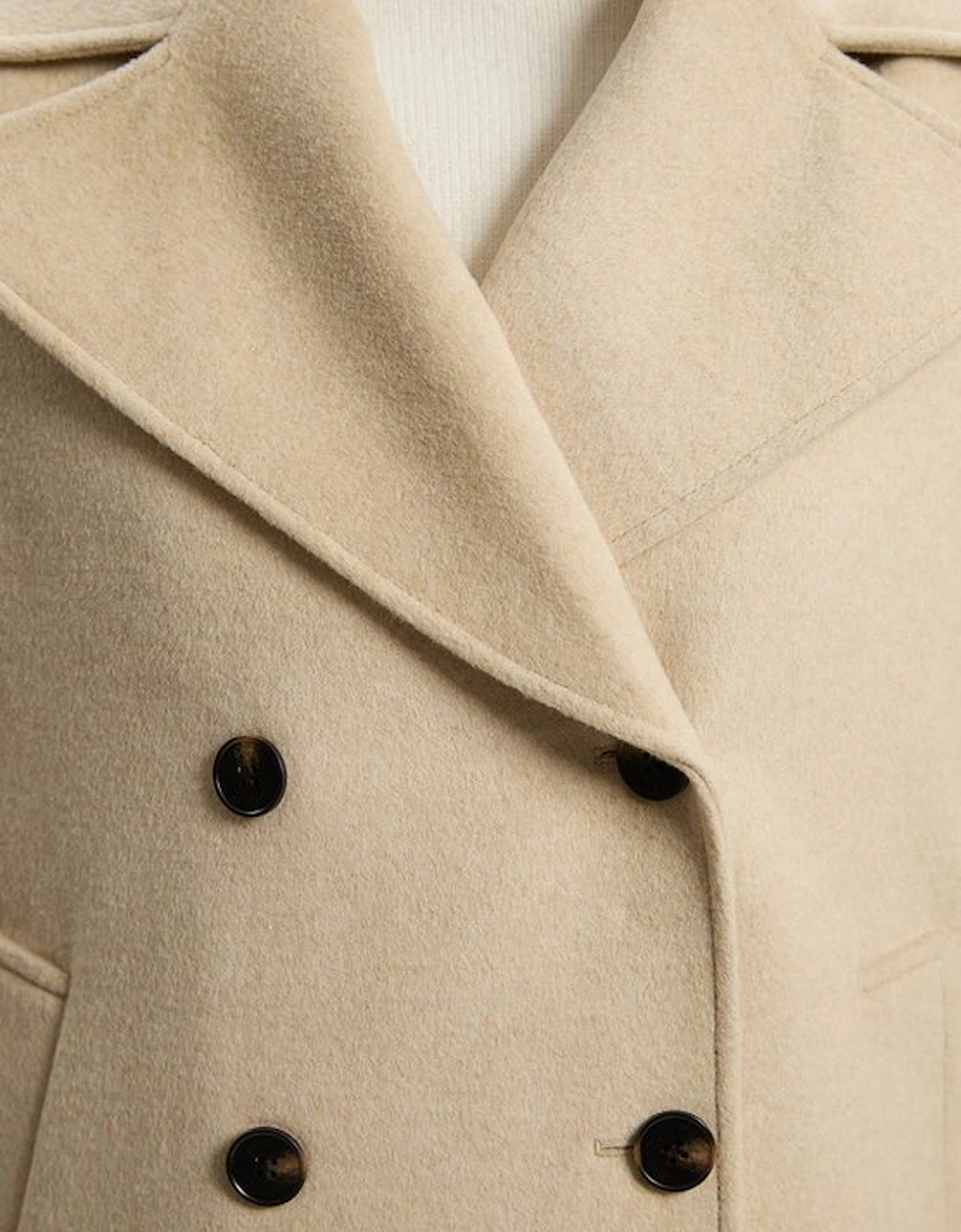 Petite Tailored Brushed Wool Double Breasted Short Pea Coat