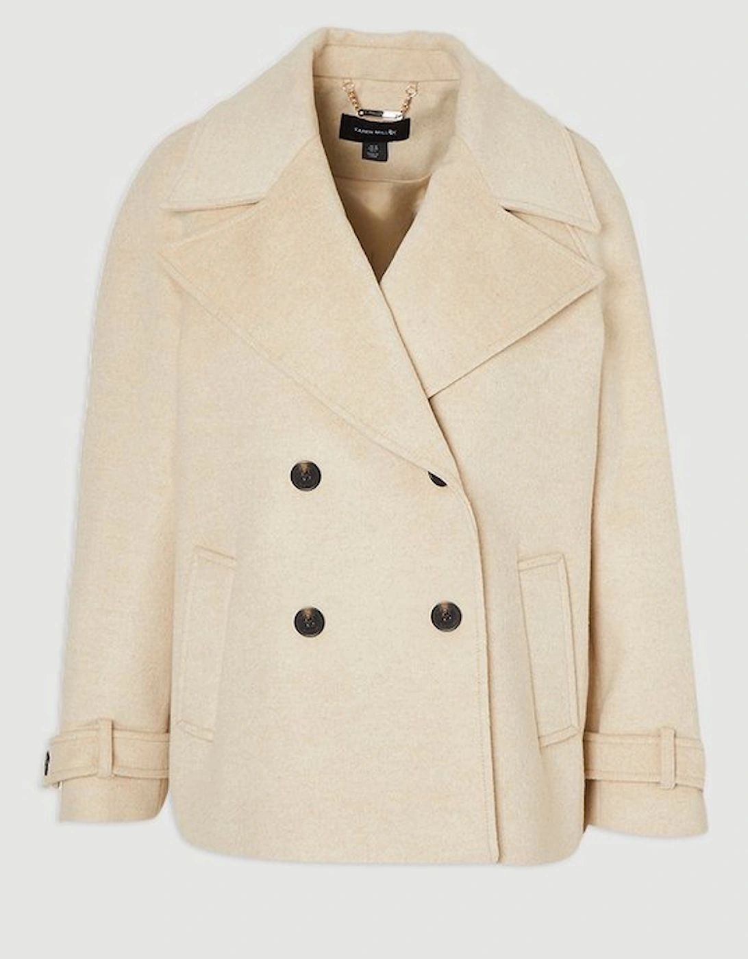Petite Tailored Brushed Wool Double Breasted Short Pea Coat
