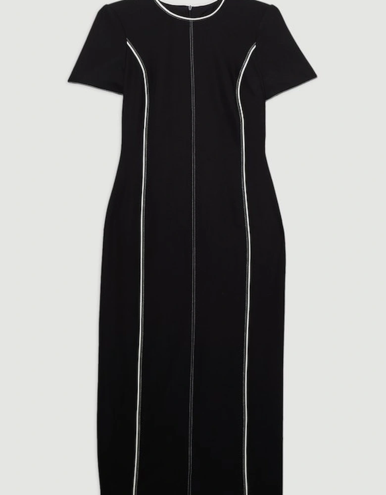 Petite Tailored Twill Lace Mix Zip Front Mini Dress