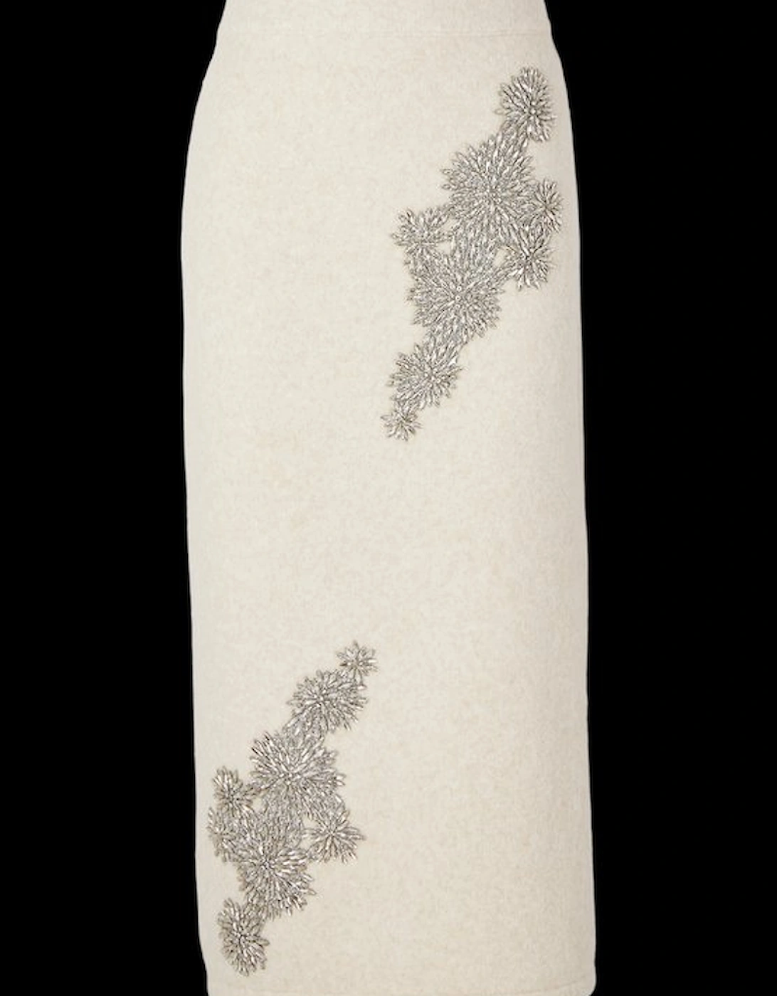 Wool Blend Embellished Cosy Pencil Midi Skirt