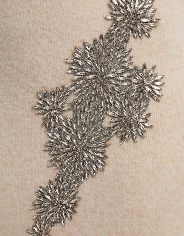 Wool Blend Embellished Cosy Pencil Midi Skirt