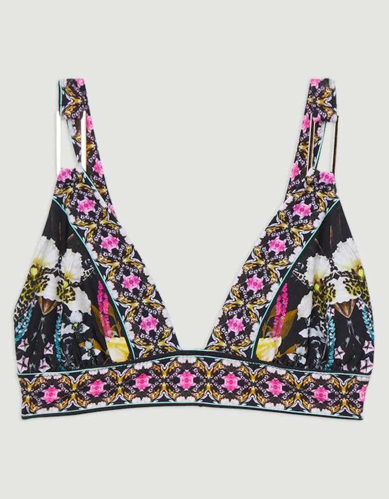 Mirror Print Plunge Bikini Top