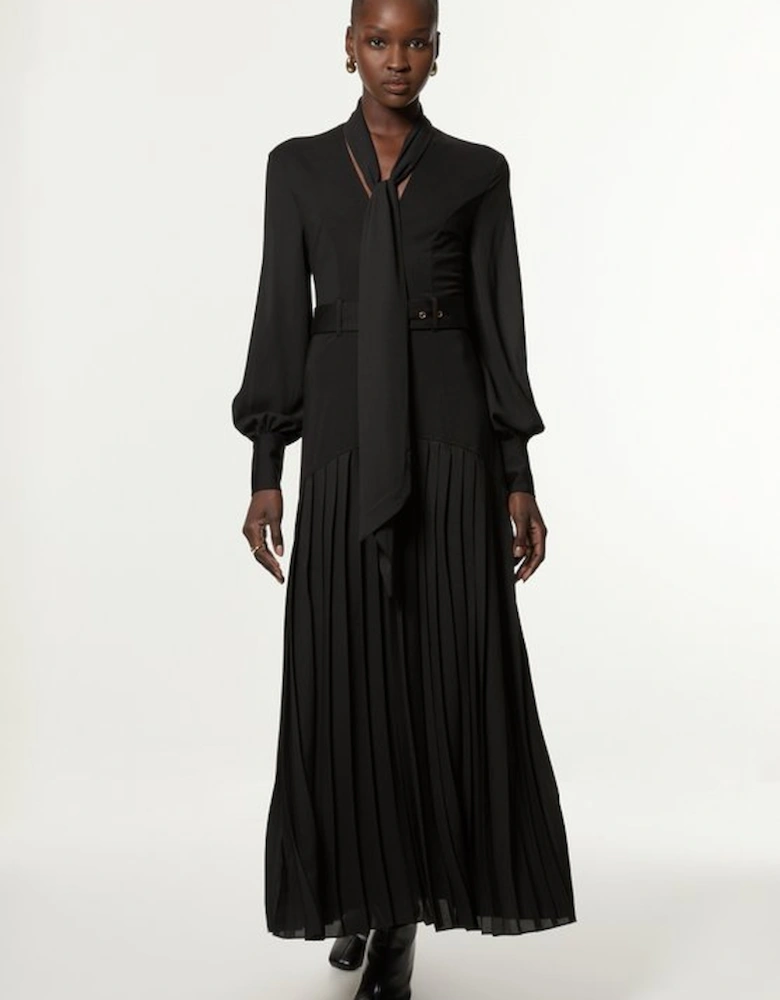 Jersey Ponte Georgette Mix Midi Dress