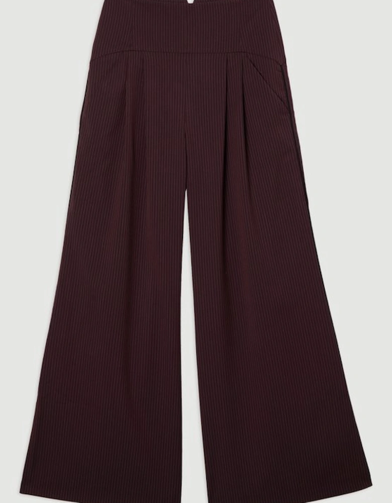 Pinstripe Corseted Tailored Wide Leg Trouser