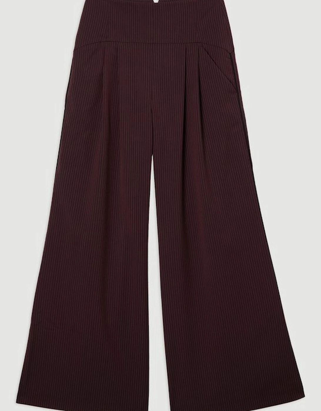 Pinstripe Corseted Tailored Wide Leg Trouser