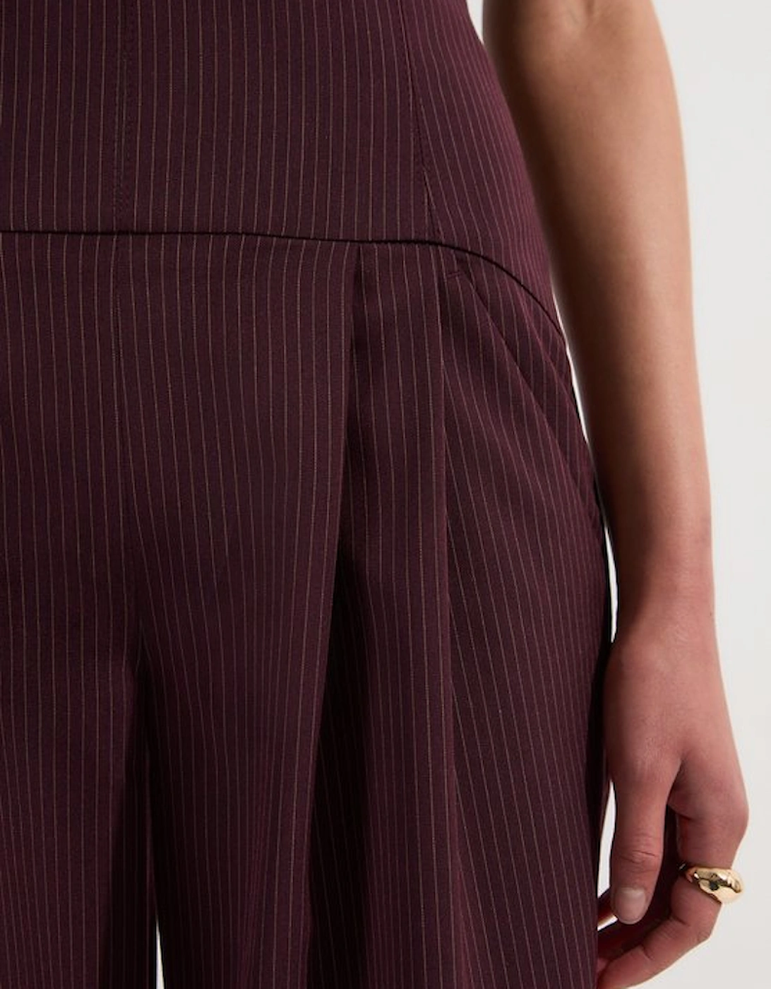 Pinstripe Corseted Tailored Wide Leg Trouser