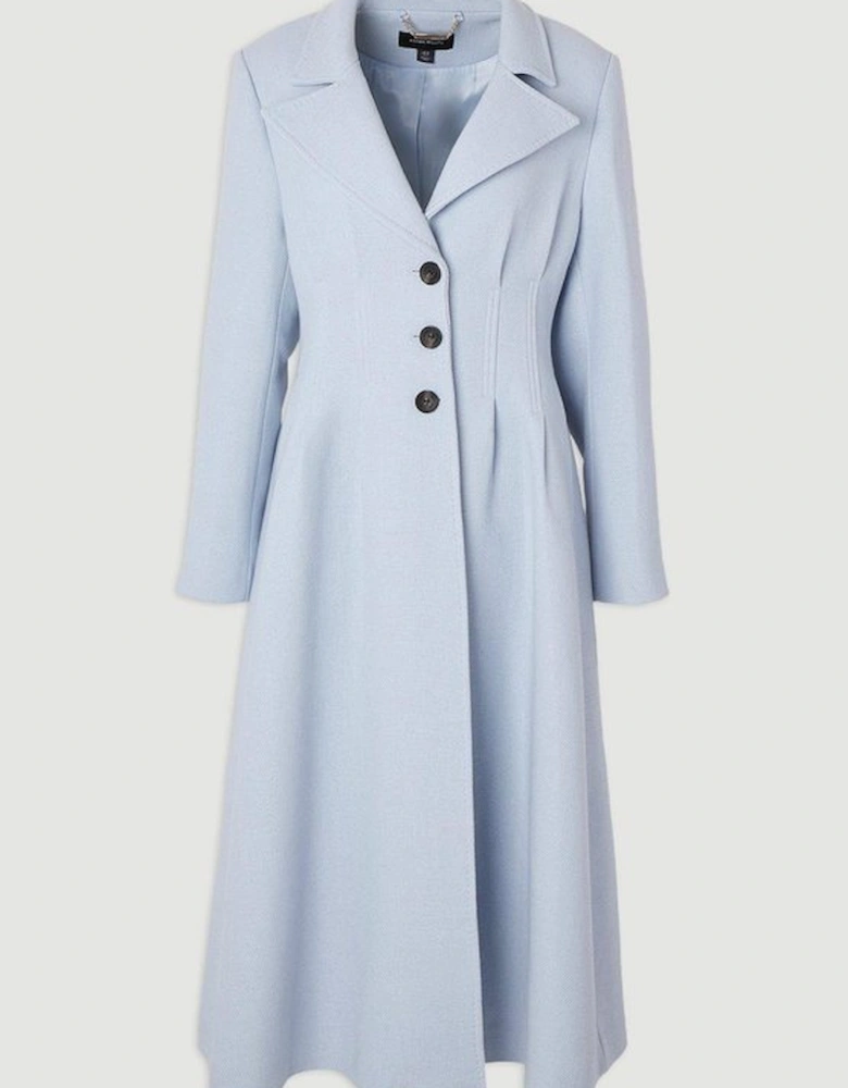 Wool Corset Detail Full Skirted Tailored Maxi Coat
