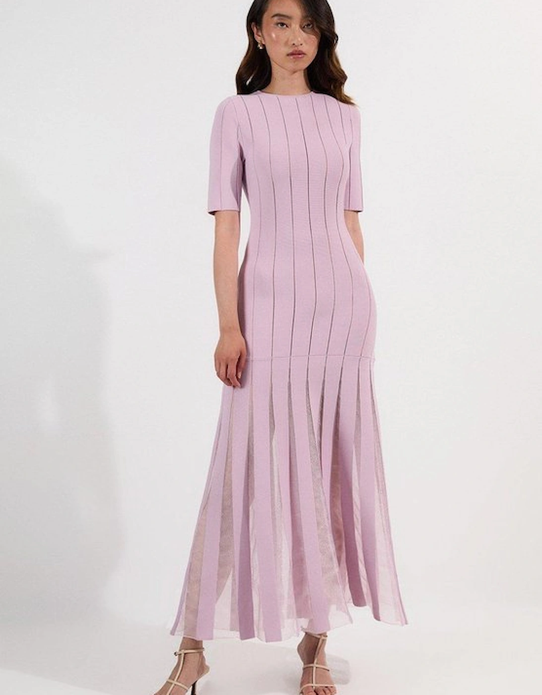 Viscose Blend Filament Full Skirt Knit Midi Dress, 2 of 1