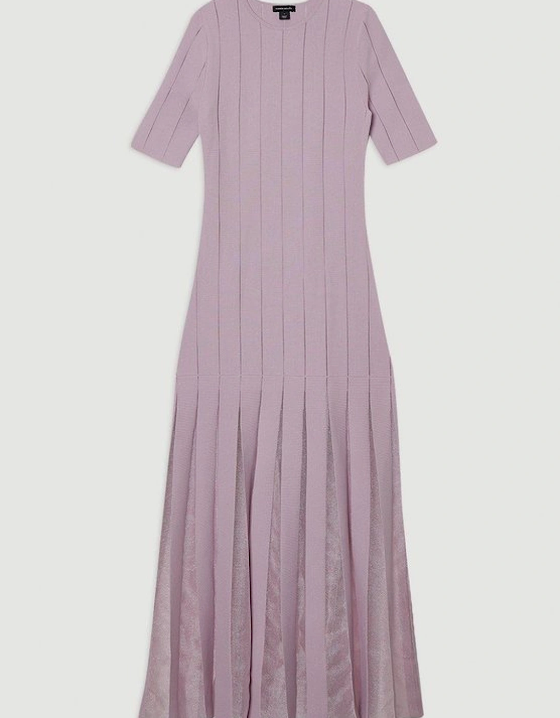 Viscose Blend Filament Full Skirt Knit Short Sleeve Midi Dress