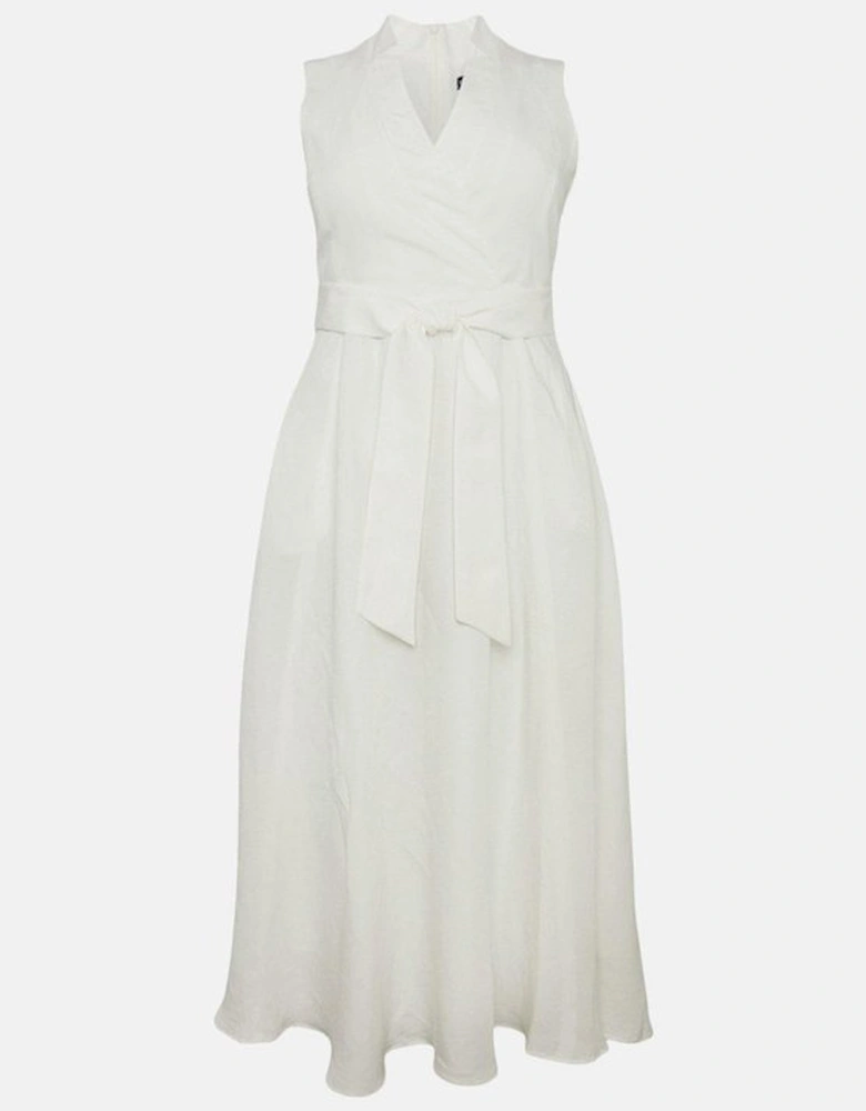 Plus Size Linen Wrap Tie Waisted Maxi Dress
