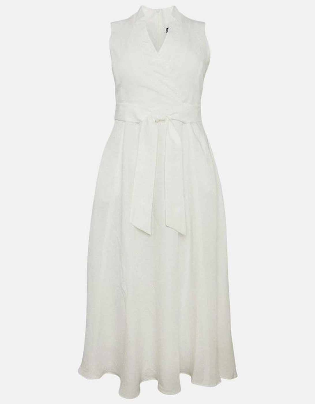 Plus Size Linen Wrap Tie Waisted Maxi Dress