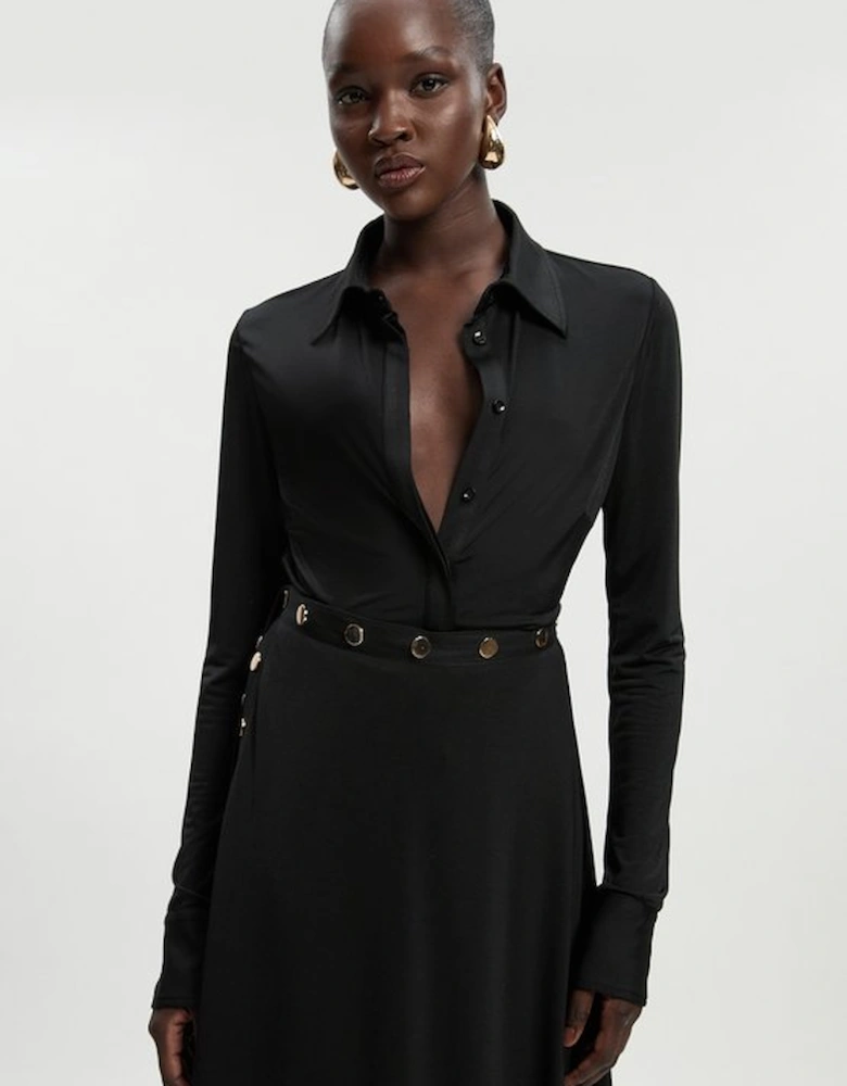 Petite Drapey Crepe Slim Collared Shirt