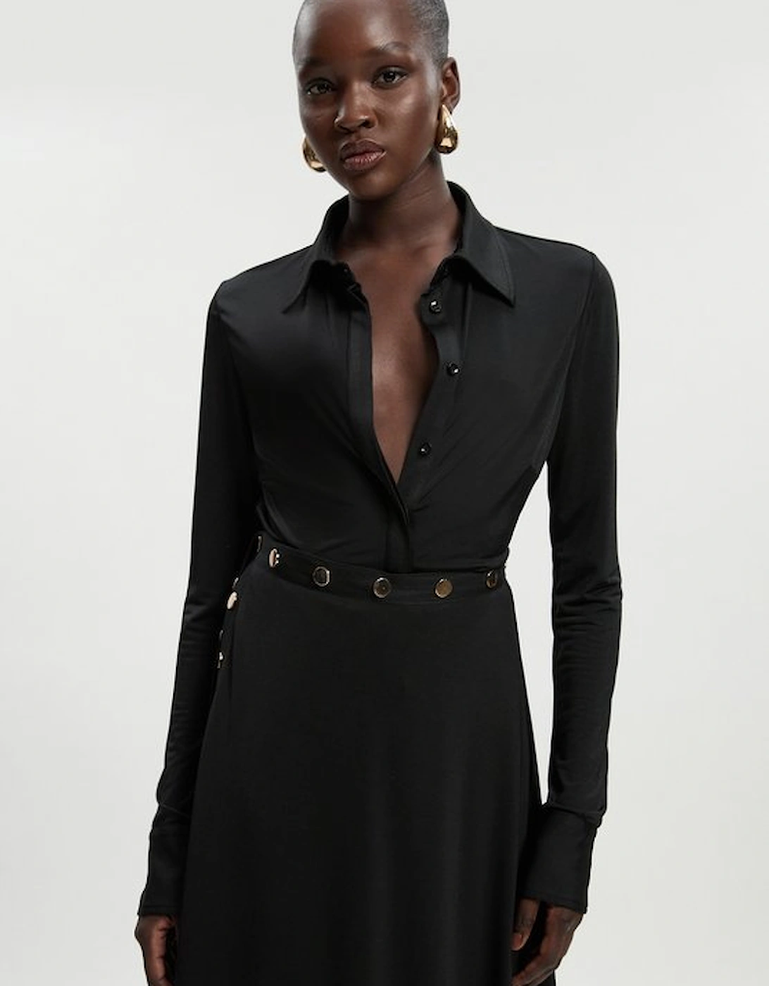 Petite Drapey Crepe Slim Collared Shirt, 2 of 1