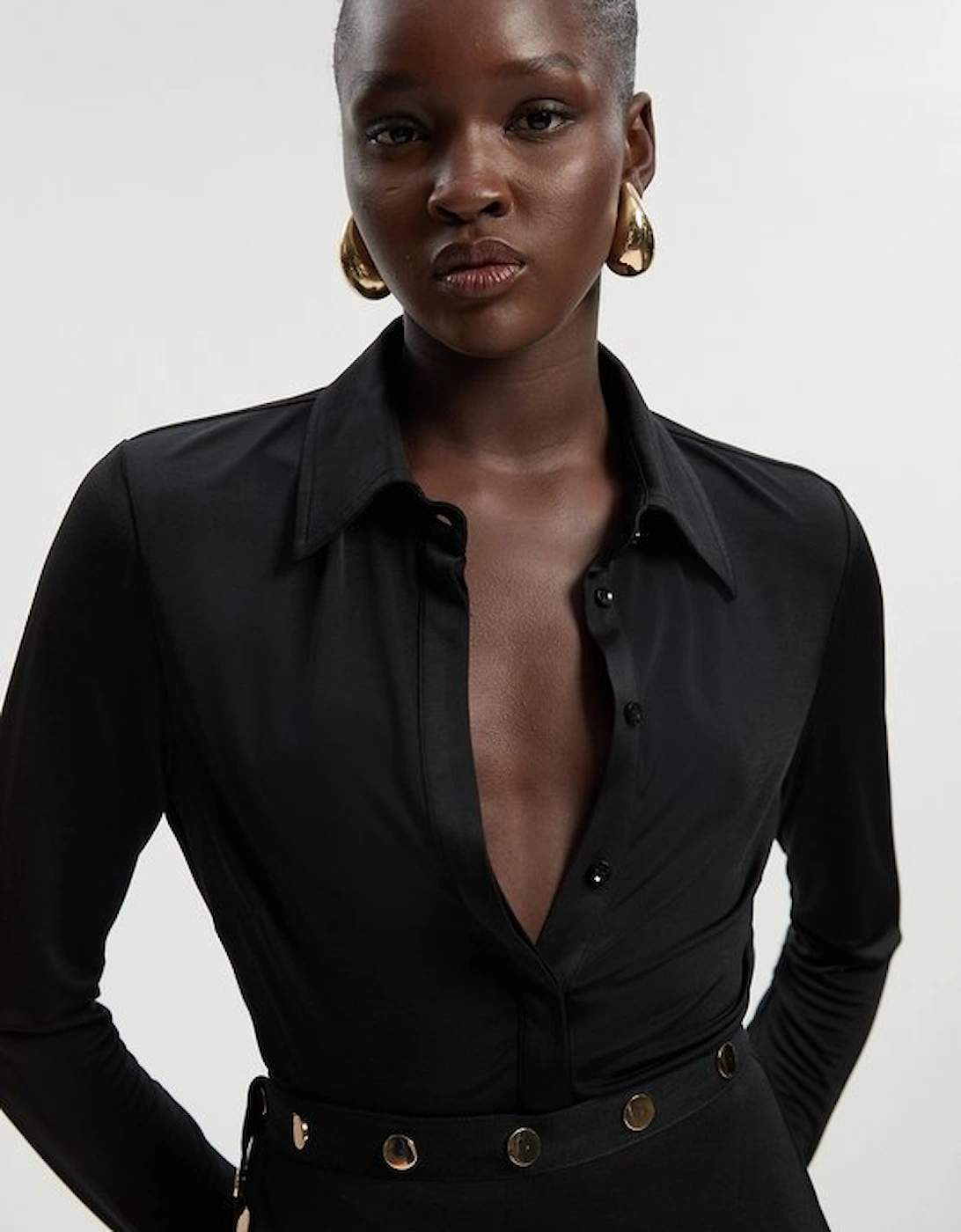 Drapey Crepe Slim Collared Shirt, 5 of 4