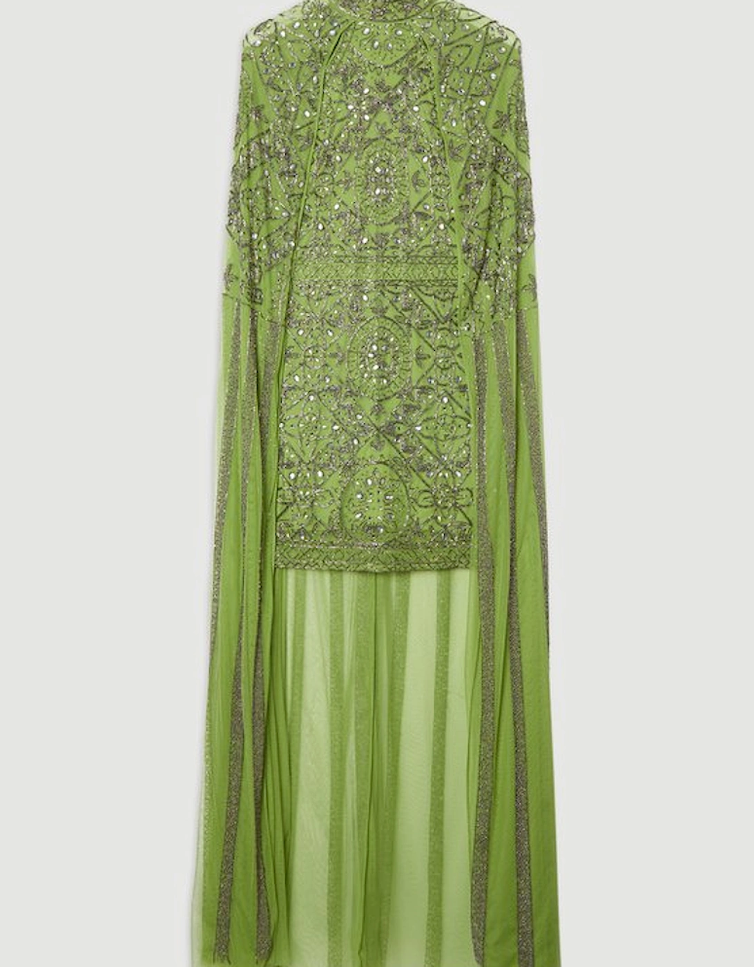 Premium Beading And Embellished Woven Cape Detail Mini Dress