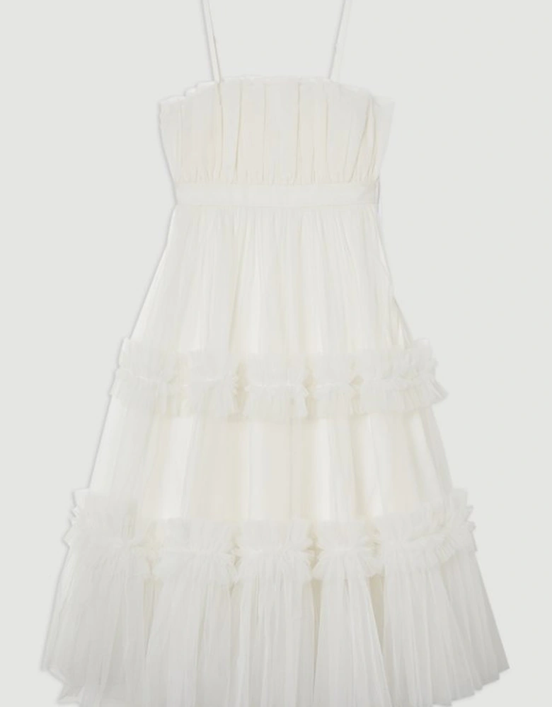 Tulle Bandeau Tiered Midi Dress