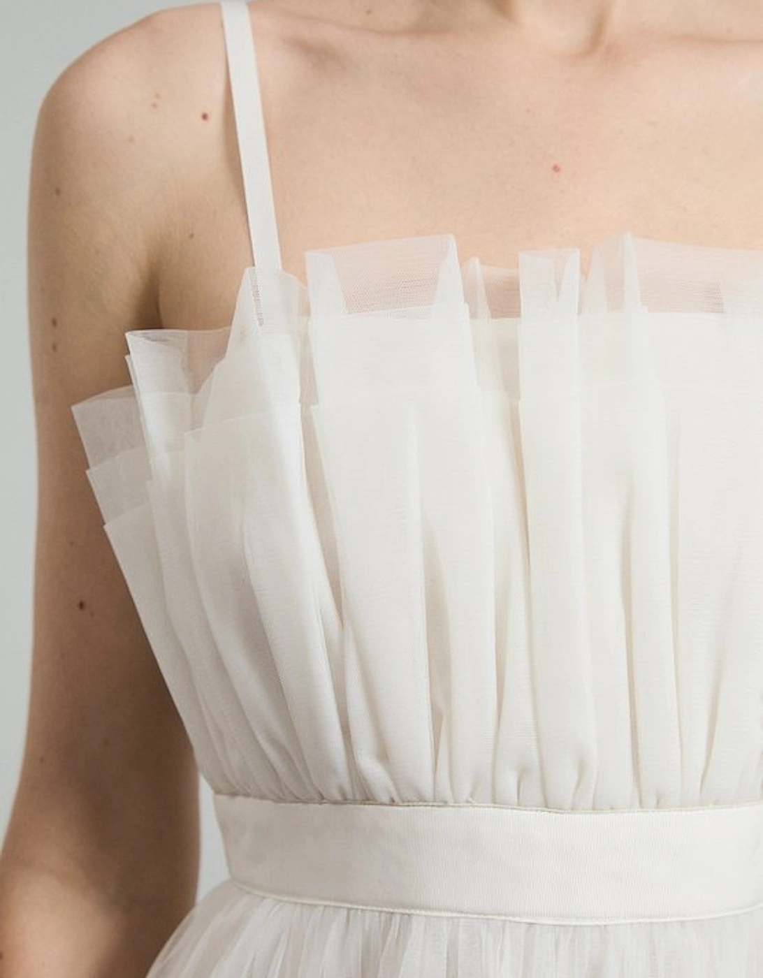 Tulle Bandeau Tiered Midi Dress