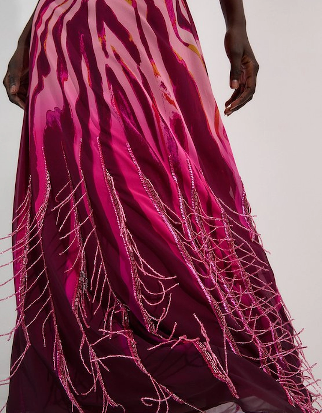 Tall Animal Print Georgette Embellished Short Sleeve Woven Maxi Dress