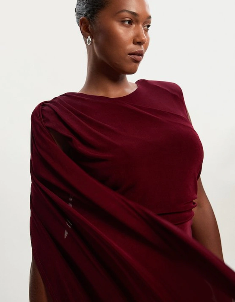 Plus Size Premium Slinky Crepe Scarf Detail Maxi Dress