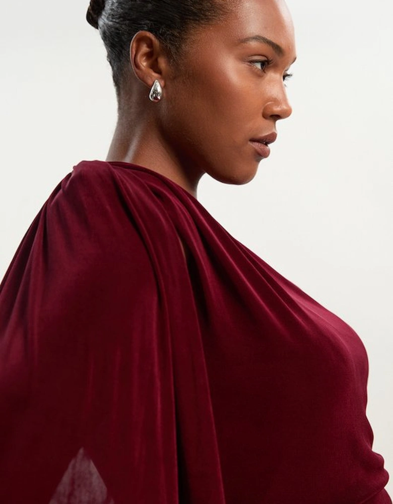 Plus Size Premium Slinky Crepe Scarf Detail Maxi Dress