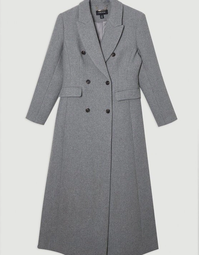 Wool Double Breasted Tailored Maxi Coat