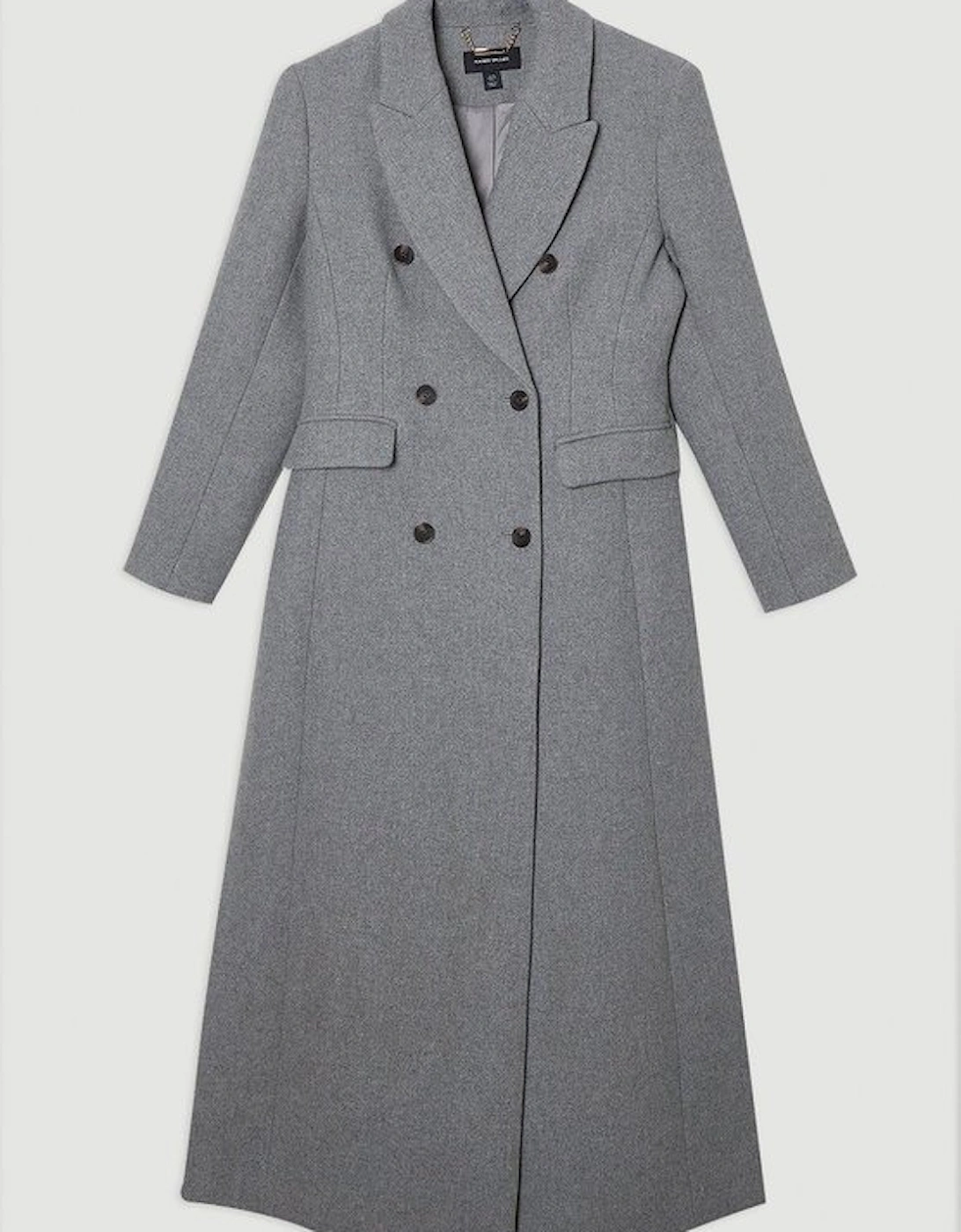 Wool Double Breasted Tailored Maxi Coat
