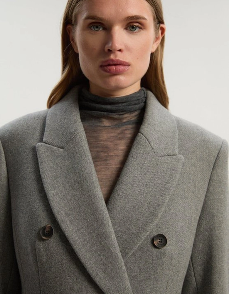 Wool Double Breasted Tailored Maxi Coat