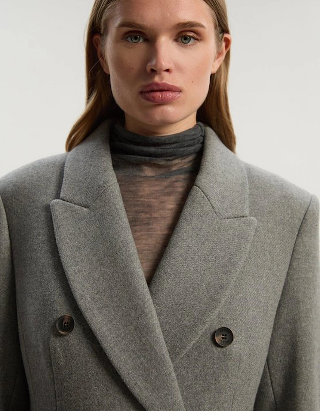 Wool Double Breasted Tailored Maxi Coat