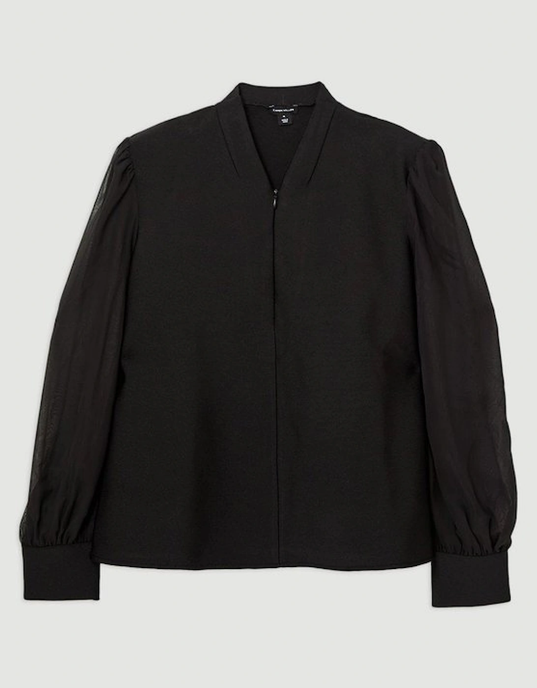 Plus Size Bandage Figure Form Zip Detail Chiffon Sleeve Knit Top