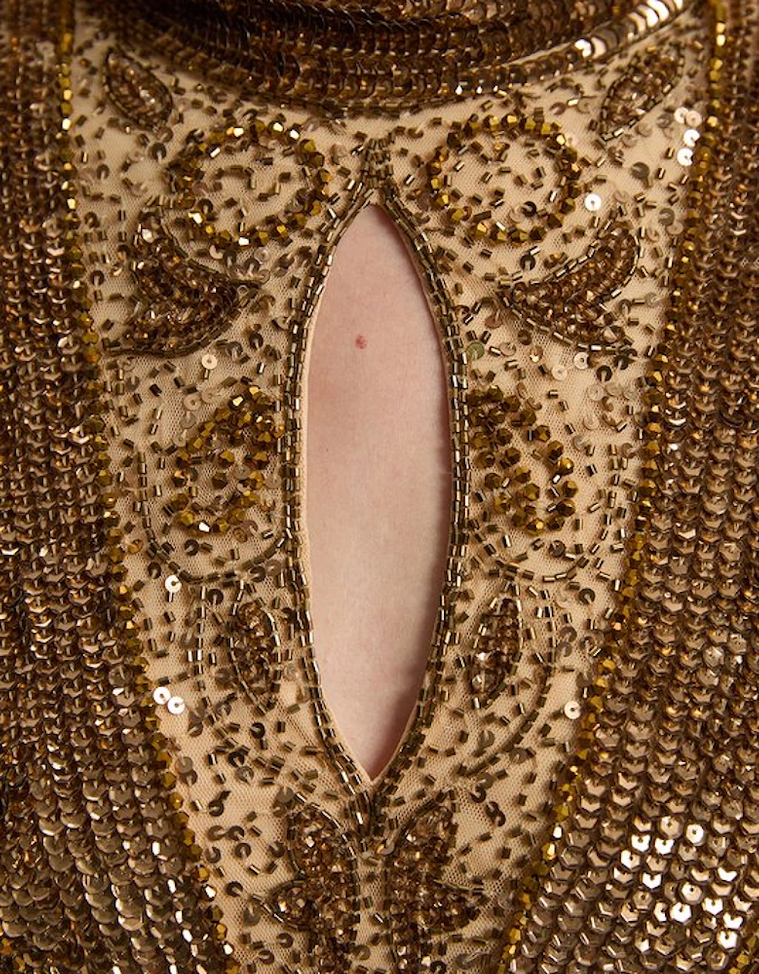 Embellished Beaded Cap Sleeve Woven Mini Dress