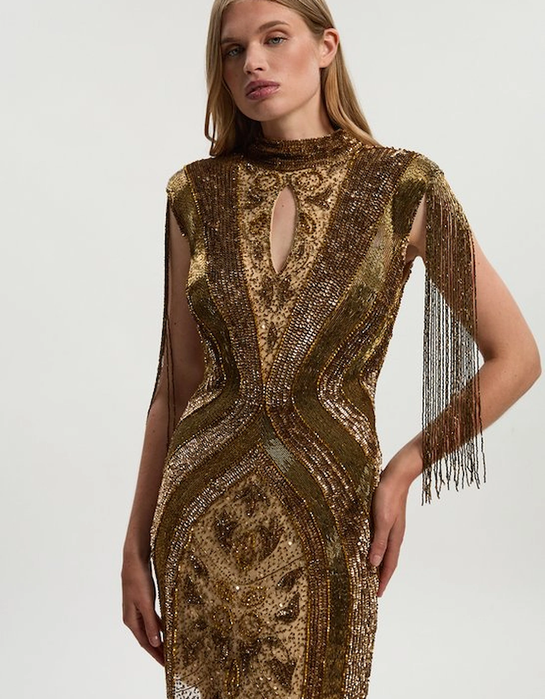 Embellished Beaded Cap Sleeve Woven Mini Dress, 5 of 4