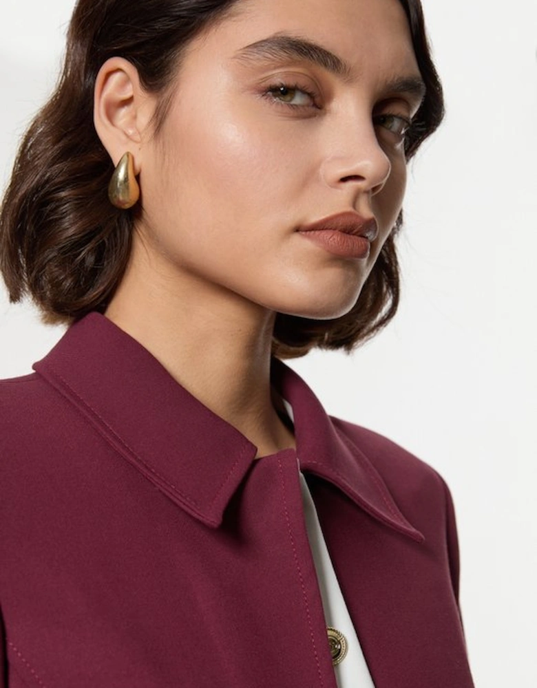 Petite Compact Stretch Contrasted Tipped Sleeved Shirt Dress