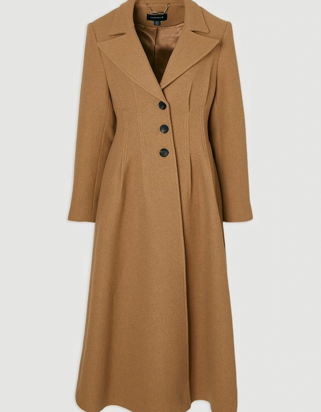 Plus Size Wool Corset Detail Full Skirted Tailored Maxi Coat