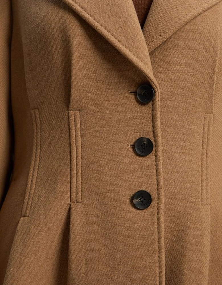 Plus Size Wool Corset Detail Full Skirted Tailored Maxi Coat