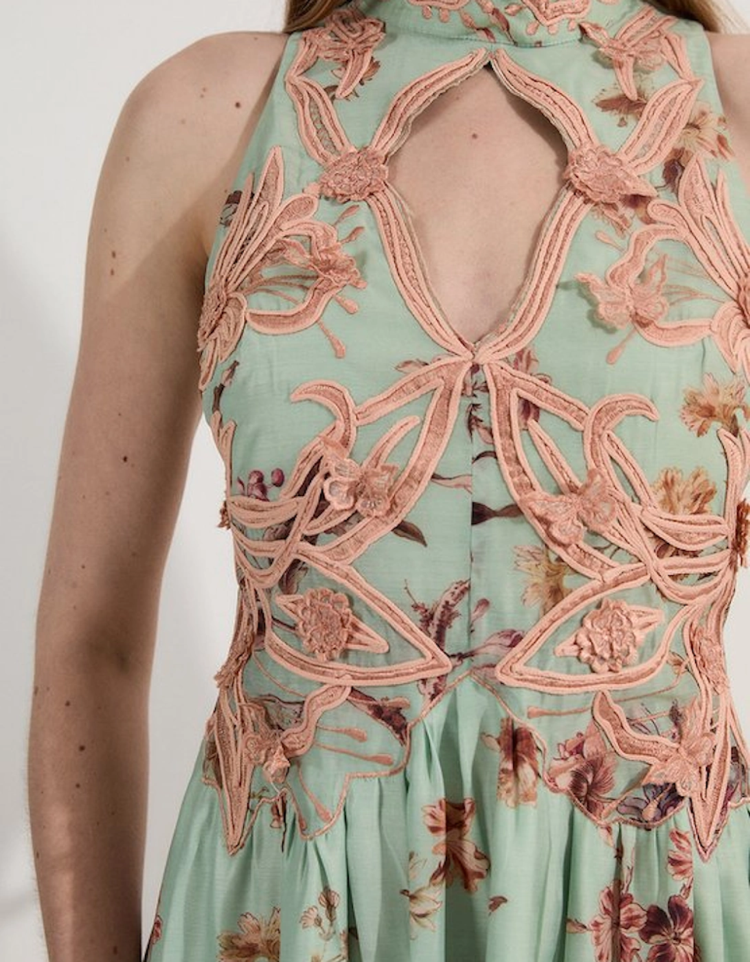 Floral Applique Lace Maxi Dress