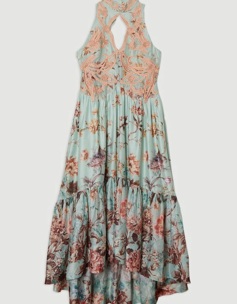 Floral Applique Lace Maxi Dress