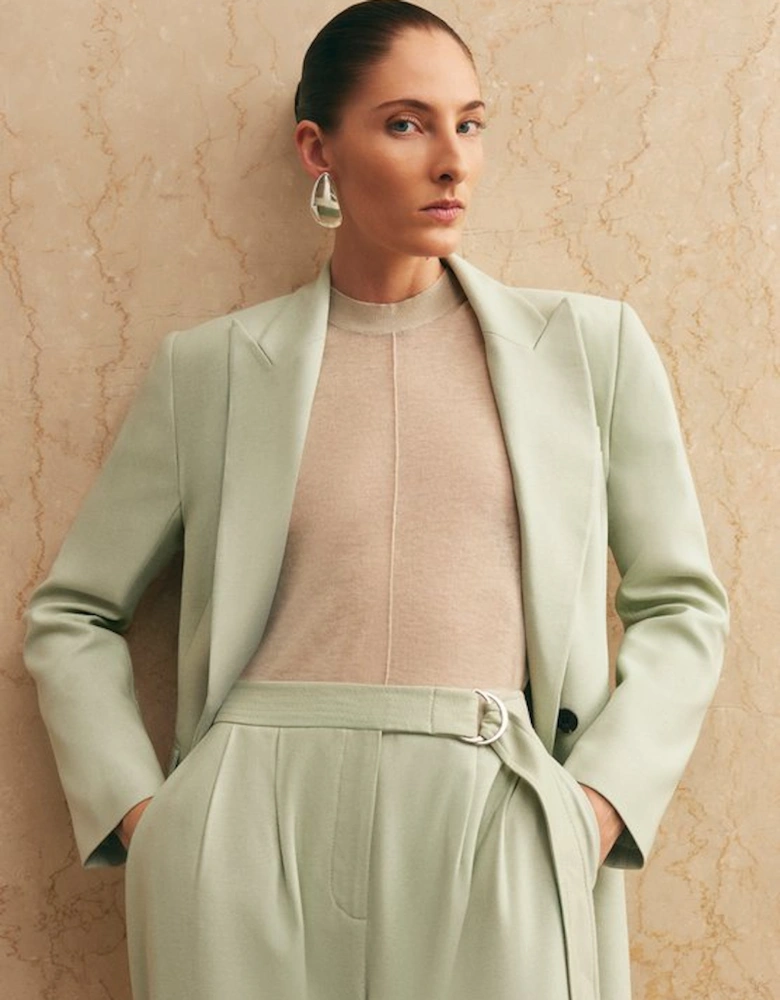 Soft Tie Back Detail Tailored Single Breasted Blazer