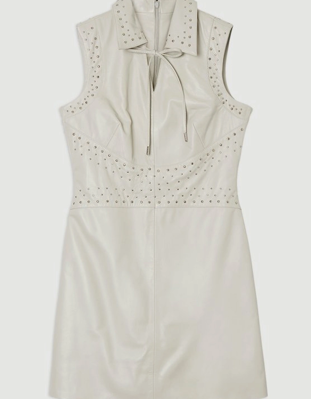 Studded Leather Sleeveless Mini Dress