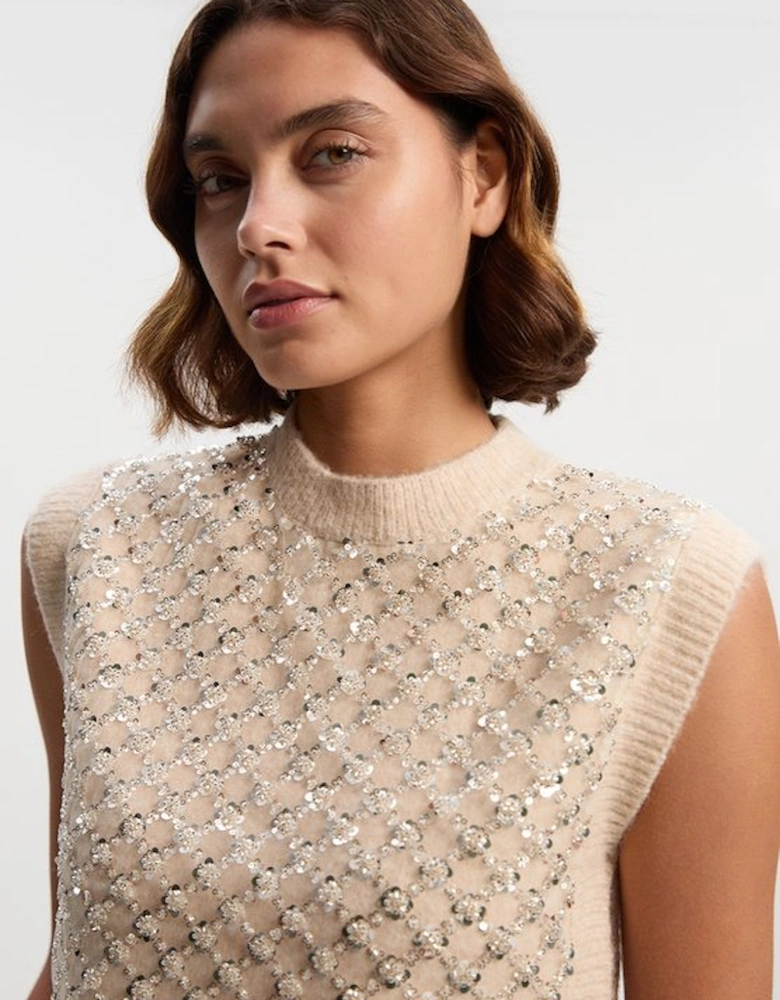 Embellished Cosy Knit Tank Top